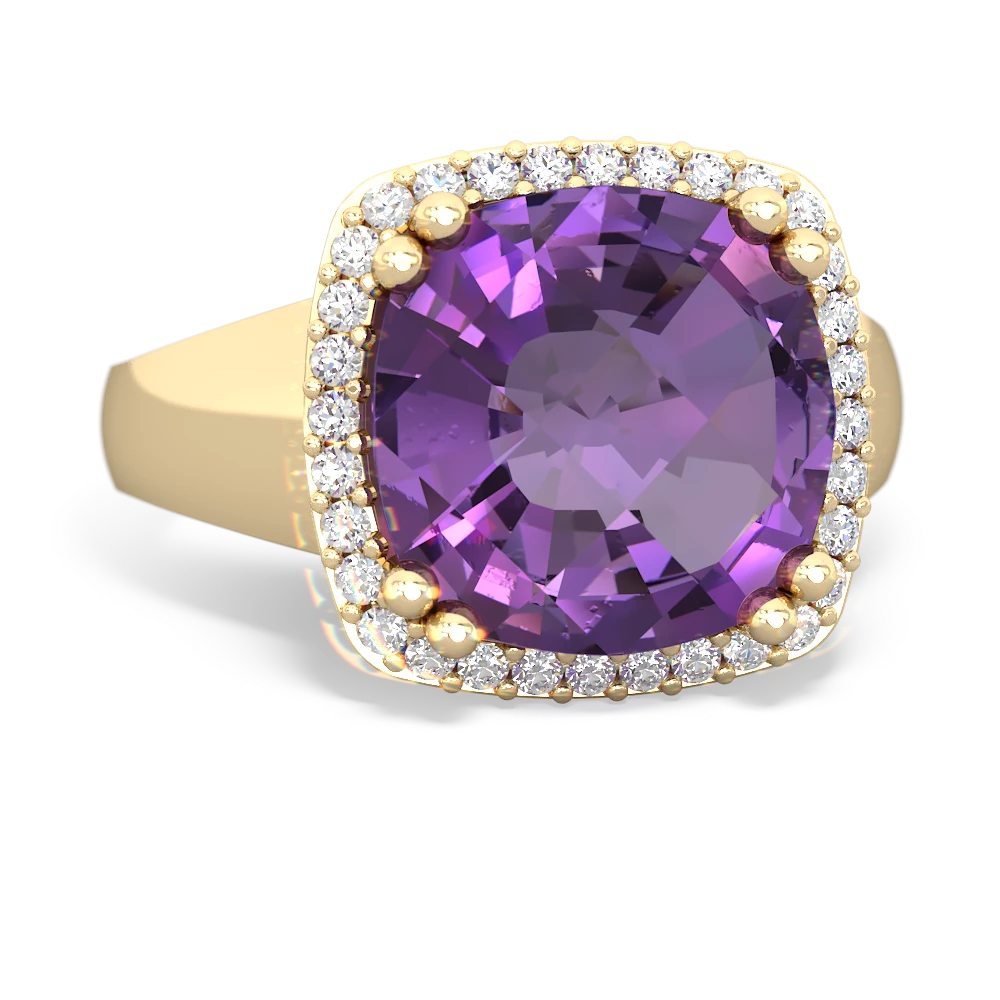 Amethyst Halo Cocktail 14K Yellow Gold ring R2544