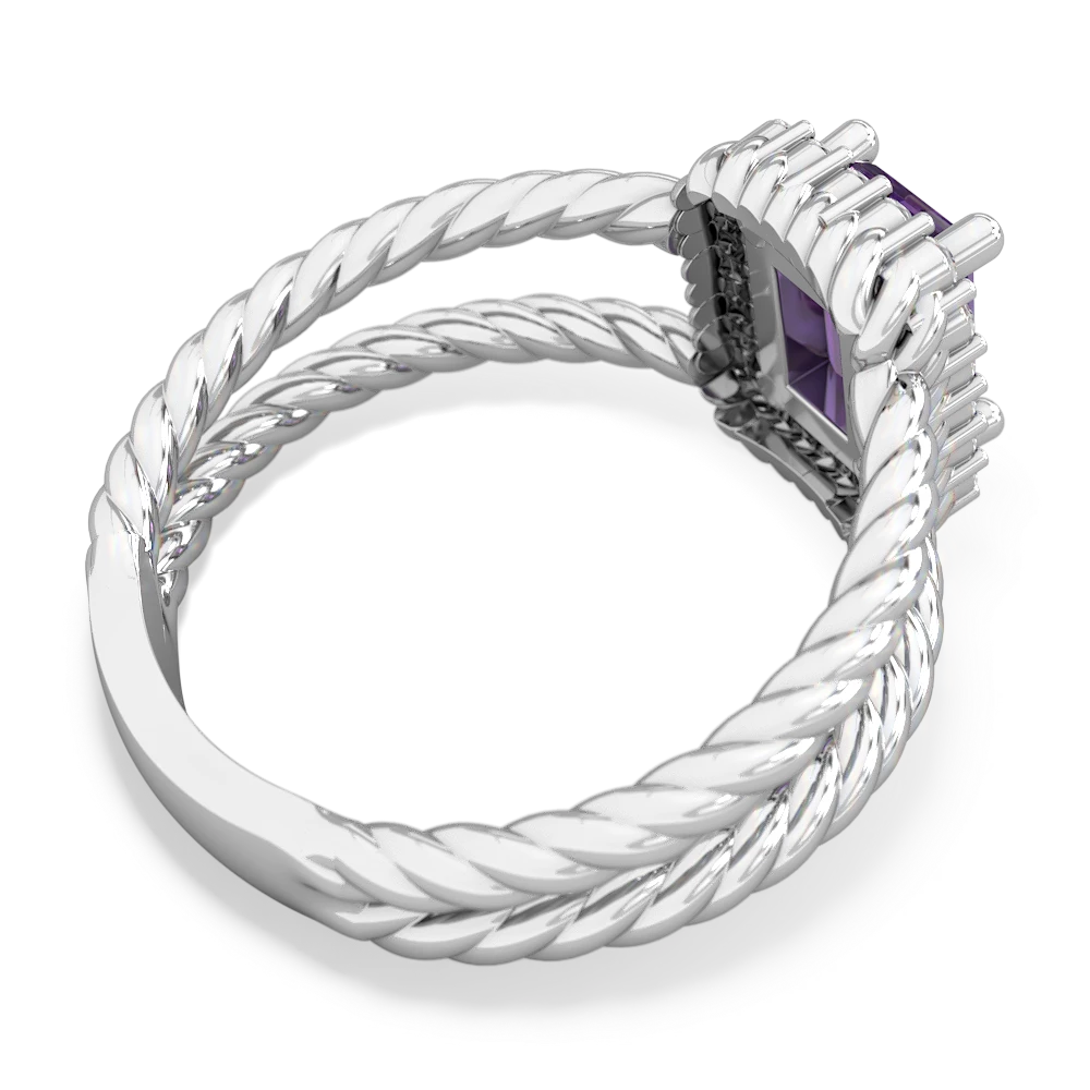 Amethyst Rope Split Band 14K White Gold ring R2628