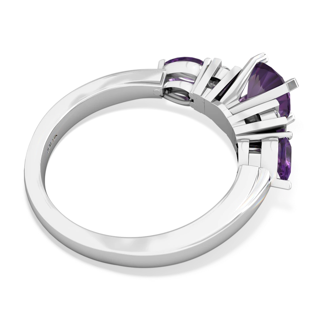 Amethyst 6Mm Round Eternal Embrace Engagement 14K White Gold ring R2005
