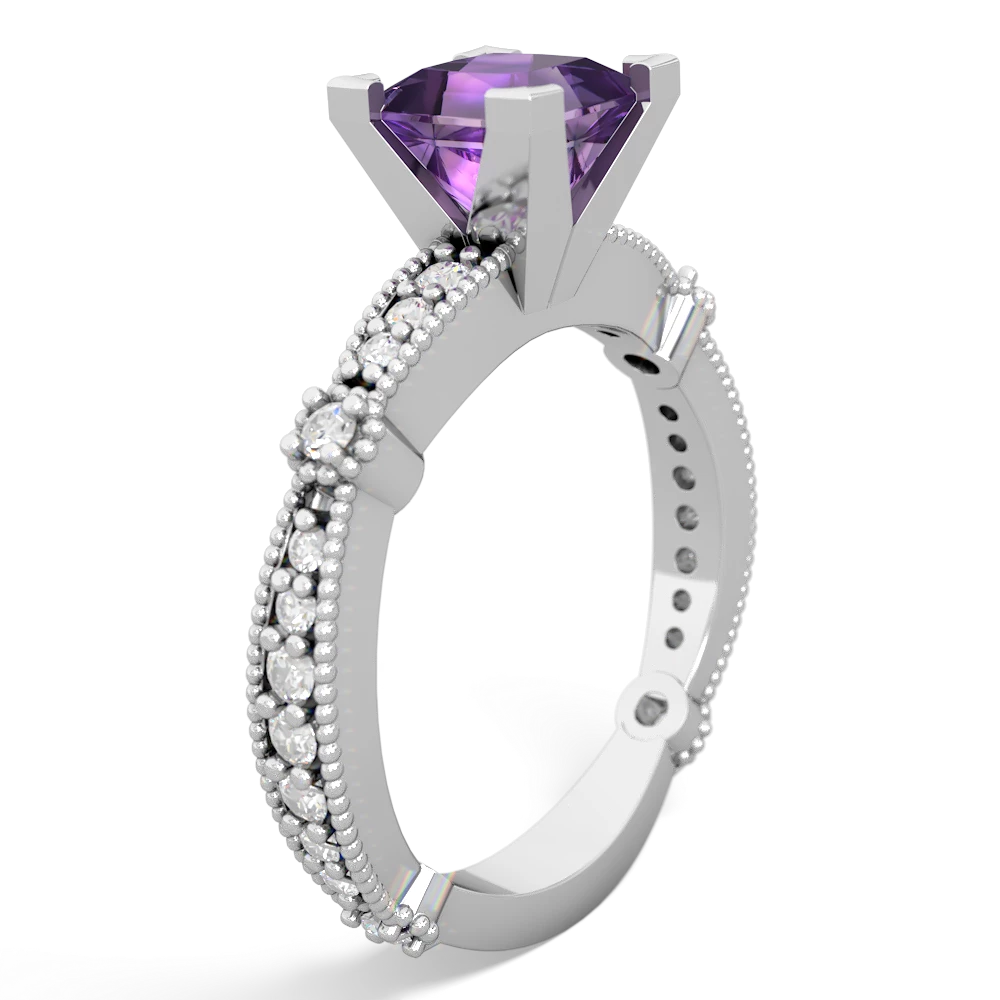 Amethyst Sparkling Tiara 6Mm Princess 14K White Gold ring R26296SQ