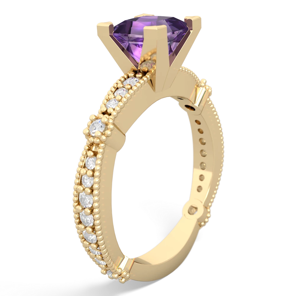Amethyst Sparkling Tiara 6Mm Princess 14K Yellow Gold ring R26296SQ