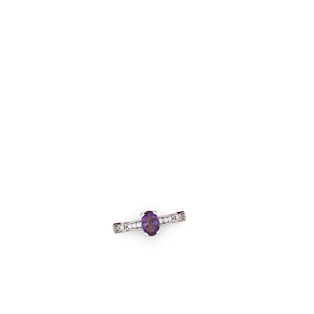 Amethyst Sparkling Tiara 7X5mm Oval 14K White Gold ring R26297VL