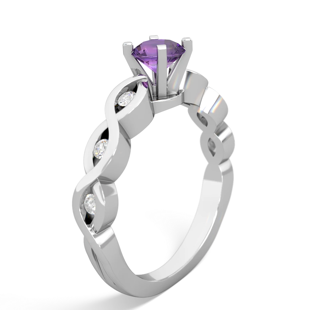 Amethyst Infinity 5Mm Round Engagement 14K White Gold ring R26315RD