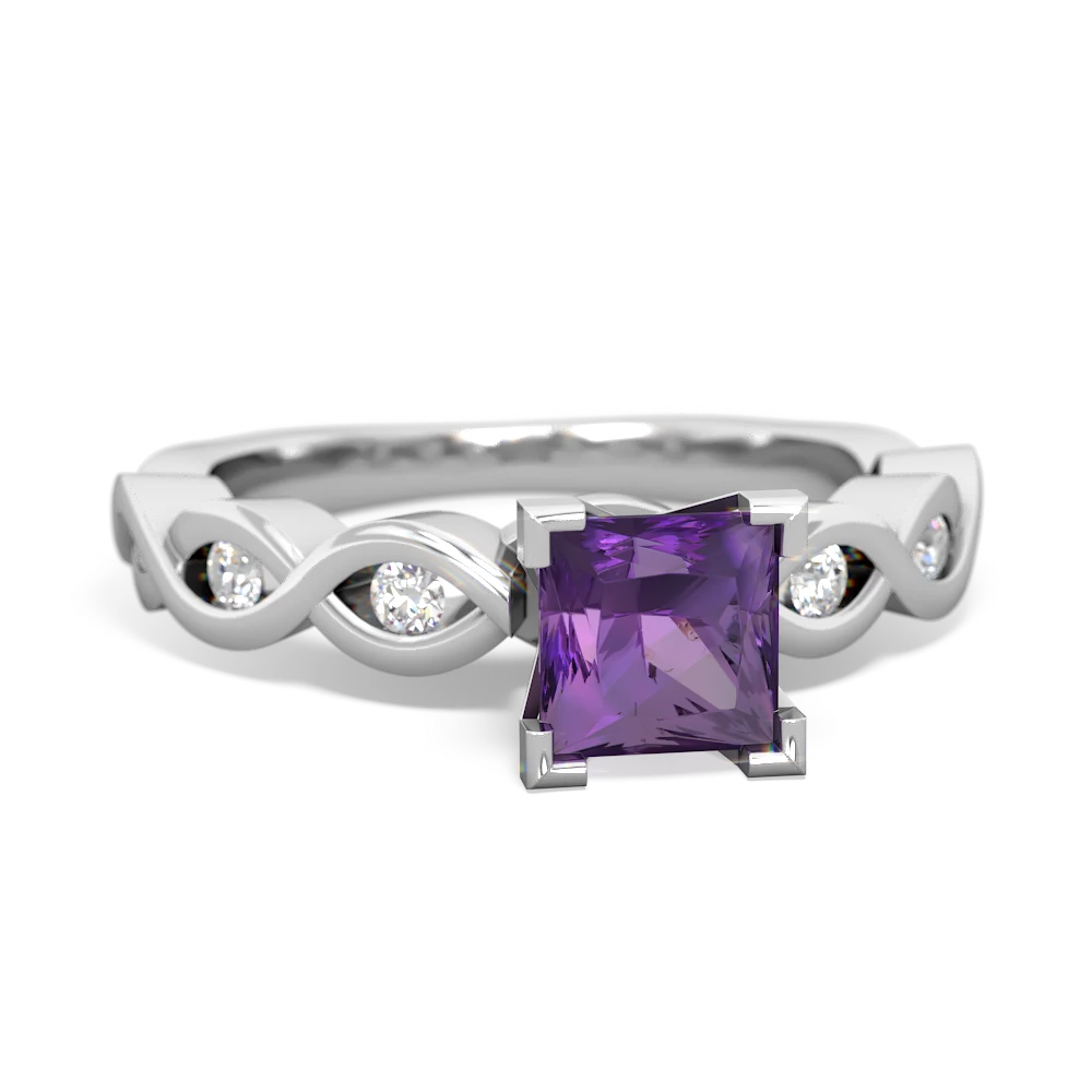 Amethyst Infinity 5Mm Square Engagement 14K White Gold ring R26315SQ