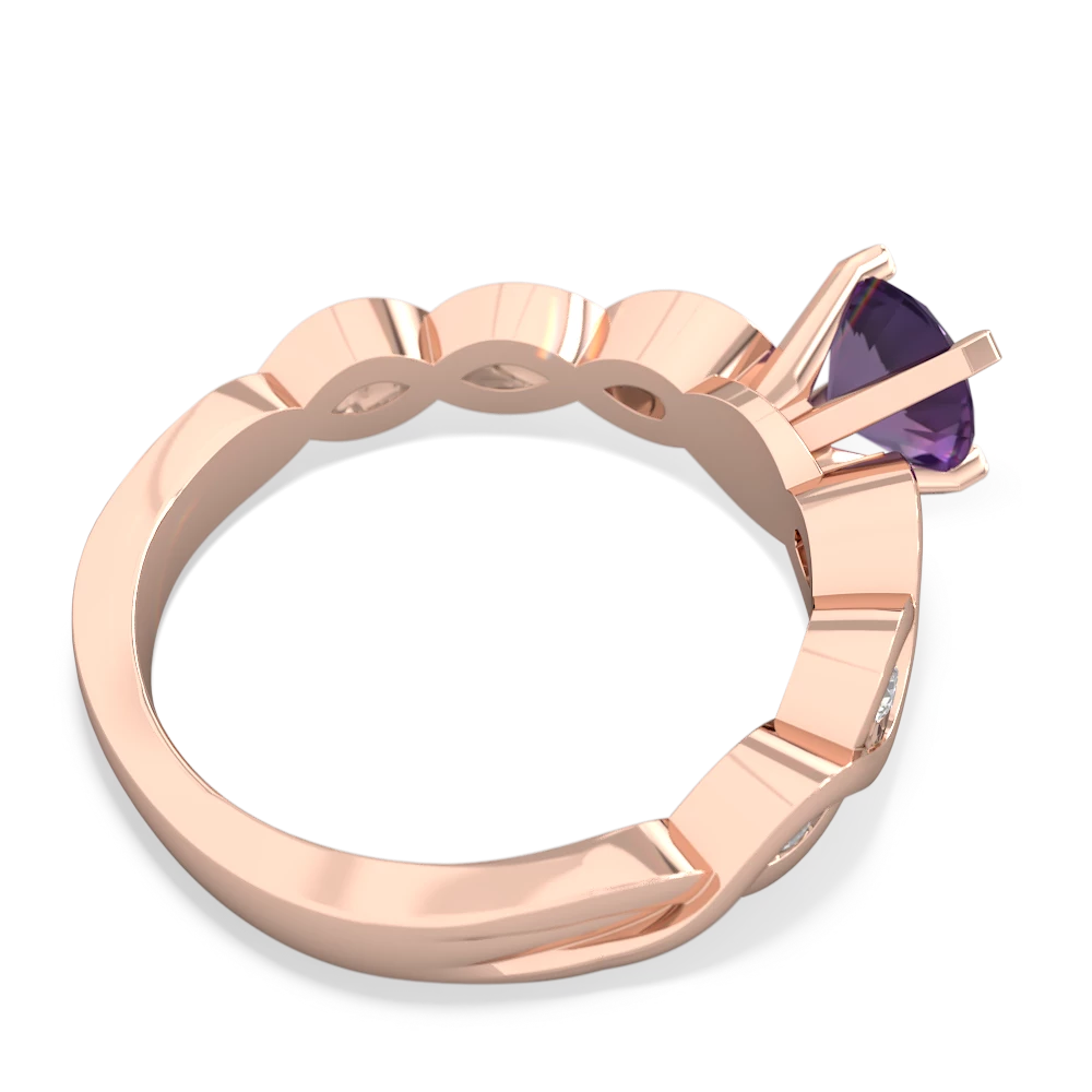 Amethyst Infinity 6Mm Round Engagement 14K Rose Gold ring R26316RD