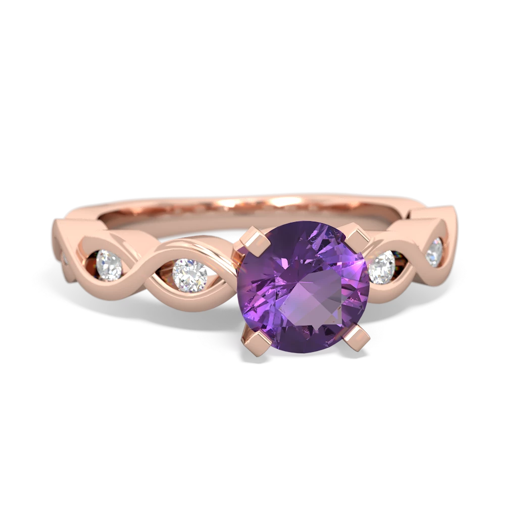 Amethyst Infinity 6Mm Round Engagement 14K Rose Gold ring R26316RD