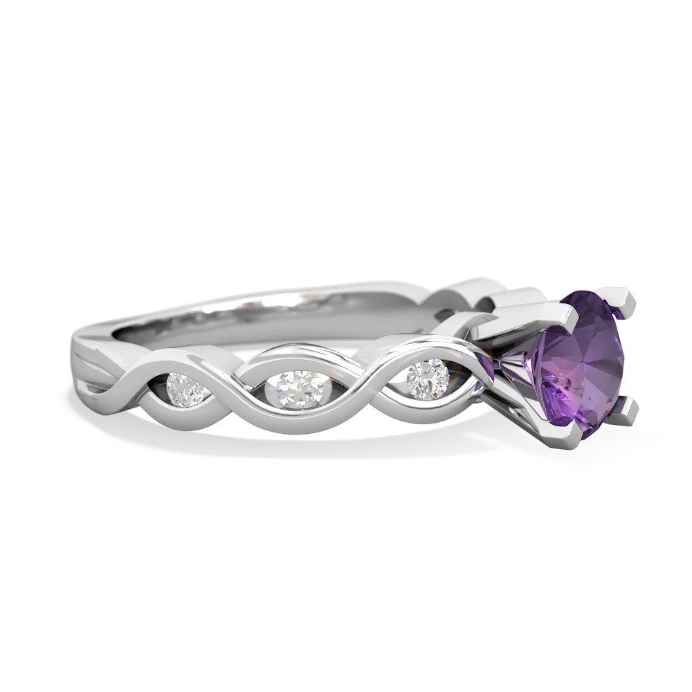Amethyst Infinity 6Mm Round Engagement 14K White Gold ring R26316RD