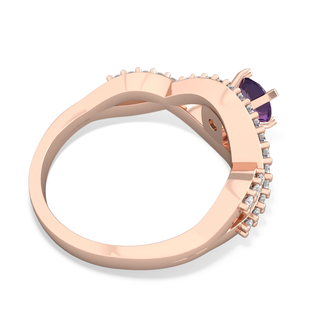 Amethyst Diamond Twist 5Mm Round Engagment  14K Rose Gold ring R26405RD