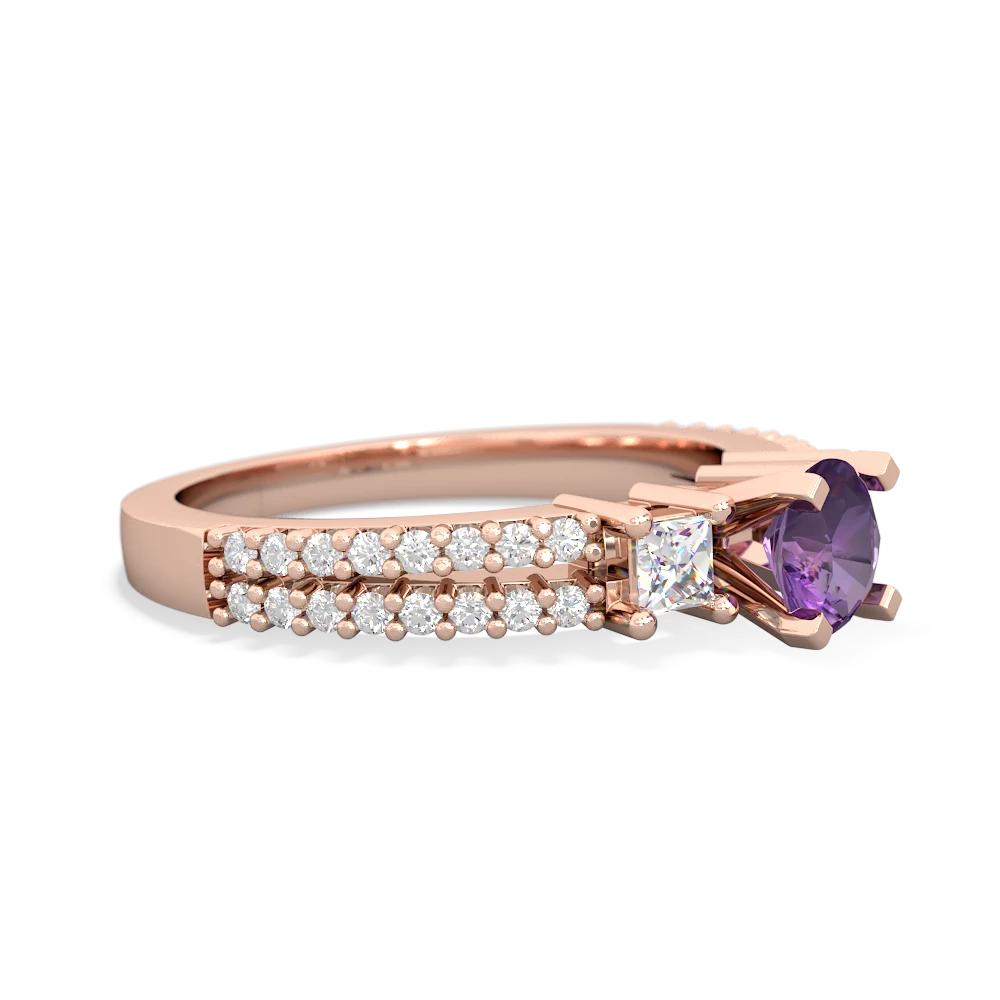 Amethyst Classic 5Mm Round Engagement 14K Rose Gold ring R26435RD