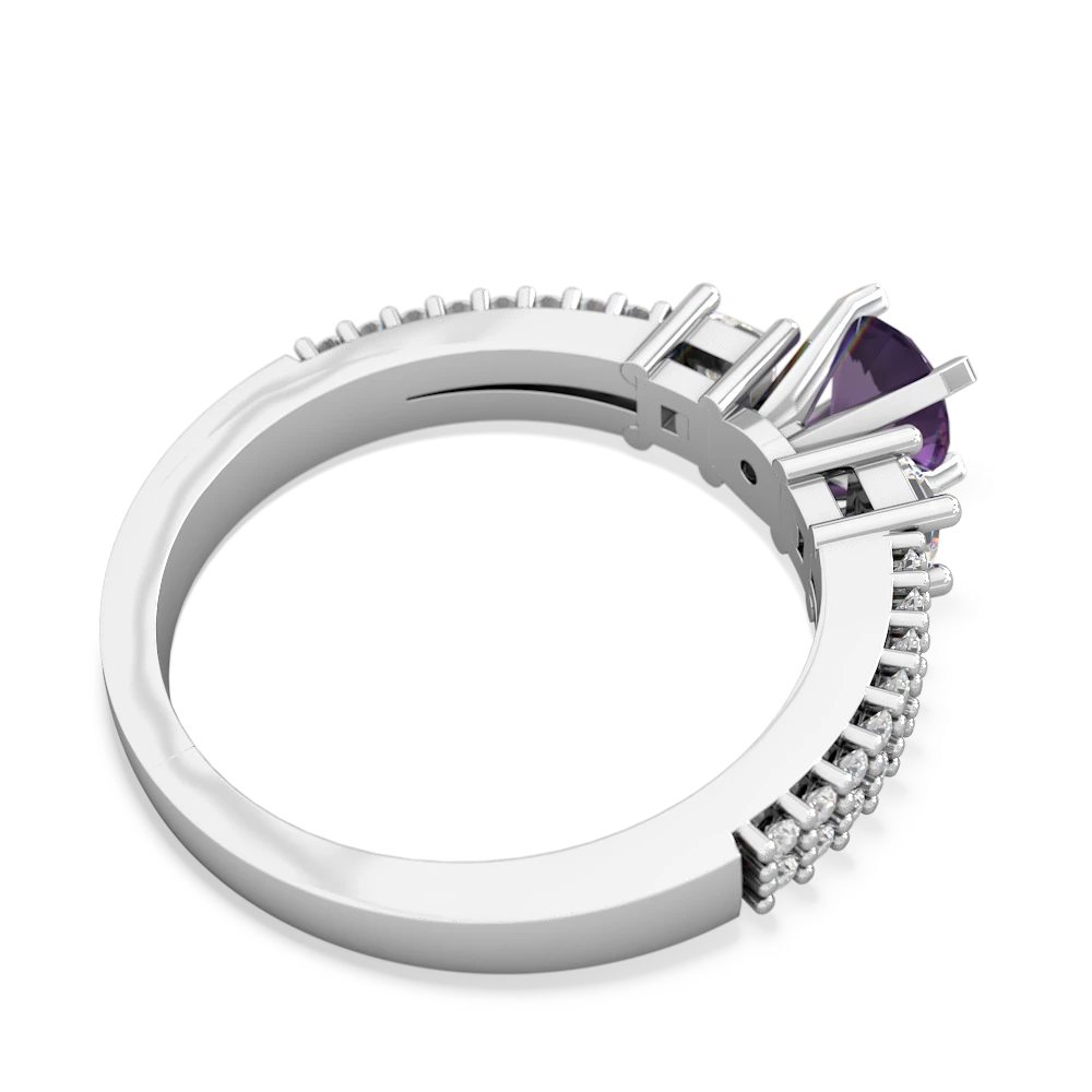 Amethyst Classic 5Mm Round Engagement 14K White Gold ring R26435RD
