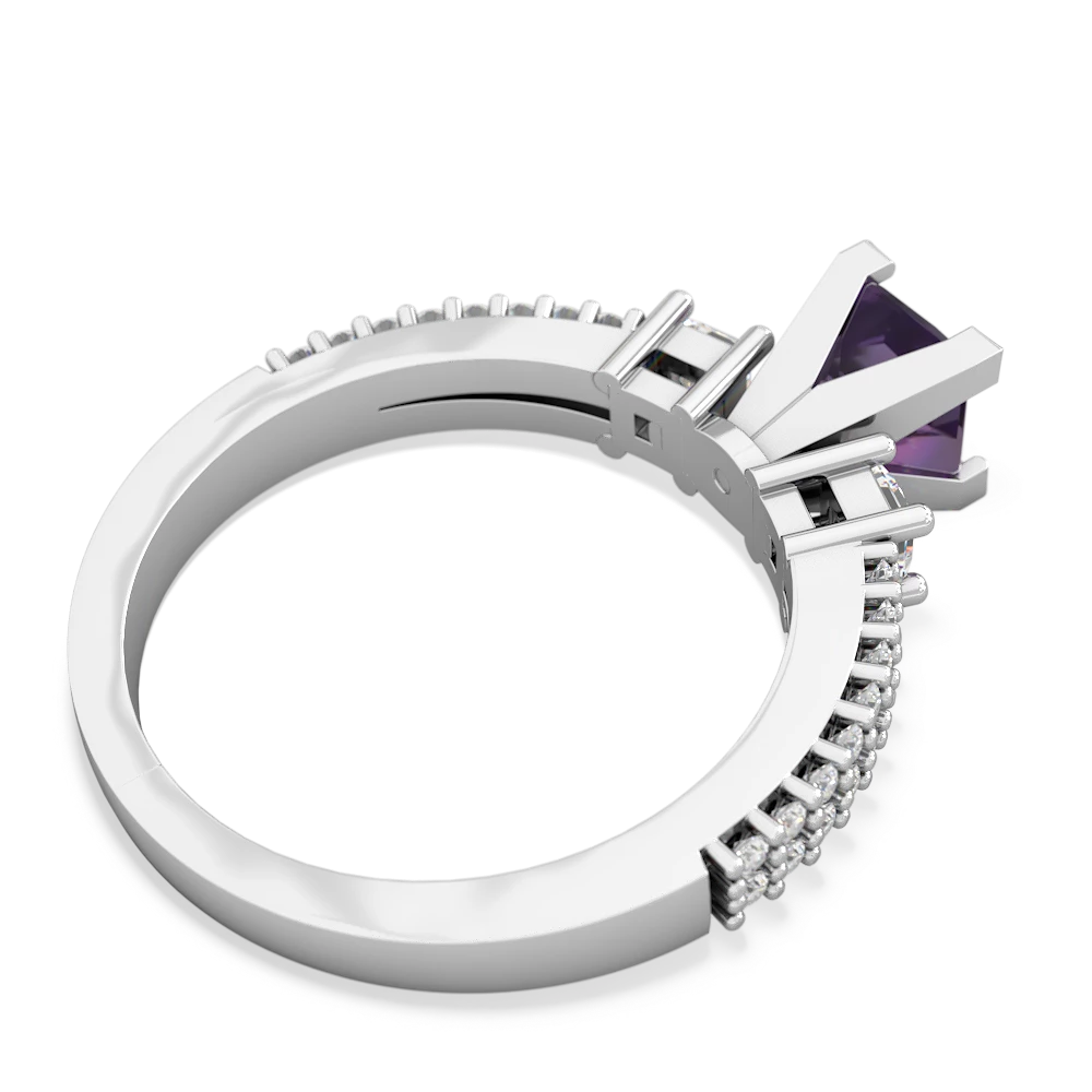 Amethyst Classic 5Mm Square Engagement 14K White Gold ring R26435SQ
