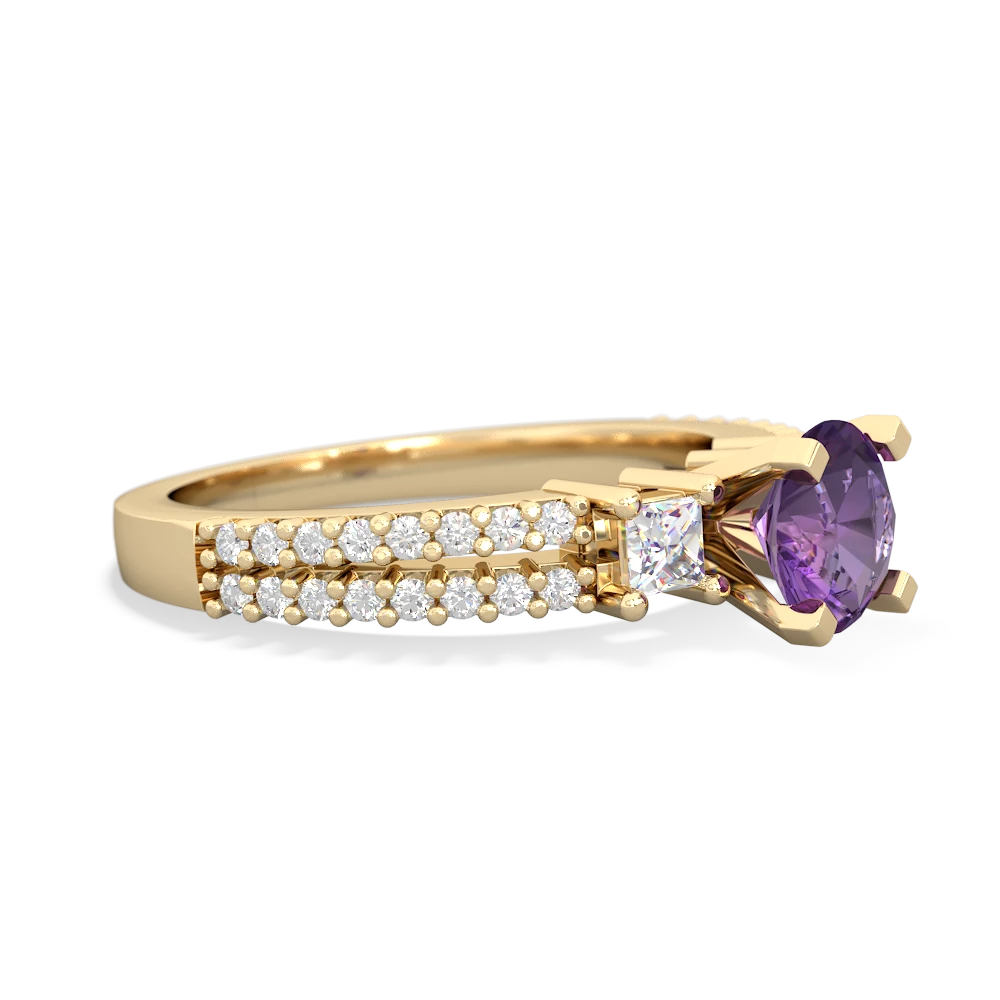 Amethyst Classic 6Mm Round Engagement 14K Yellow Gold ring R26436RD