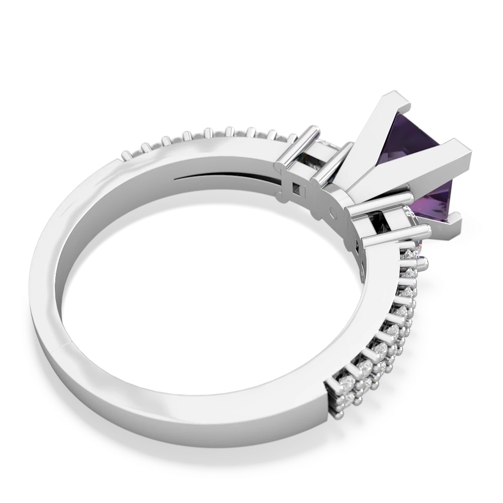 Amethyst Classic 6Mm Princess Engagement 14K White Gold ring R26436SQ