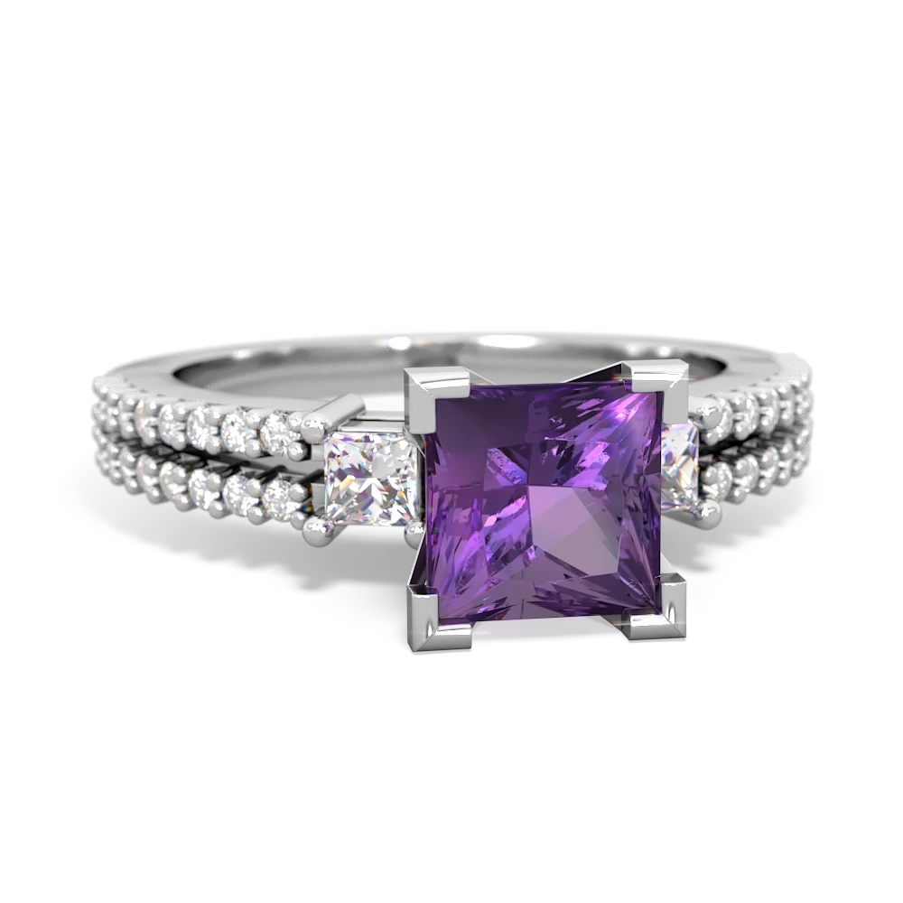 Amethyst Classic 6Mm Princess Engagement 14K White Gold ring R26436SQ