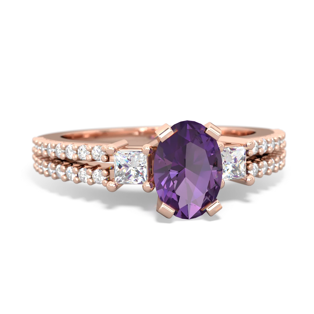 Amethyst Classic 7X5mm Oval Engagement 14K Rose Gold ring R26437VL