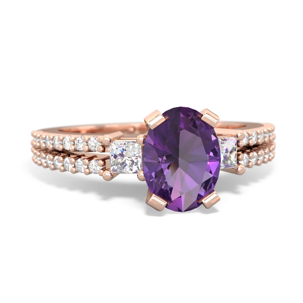 Amethyst Classic 8X6mm Oval Engagement 14K Rose Gold ring R26438VL