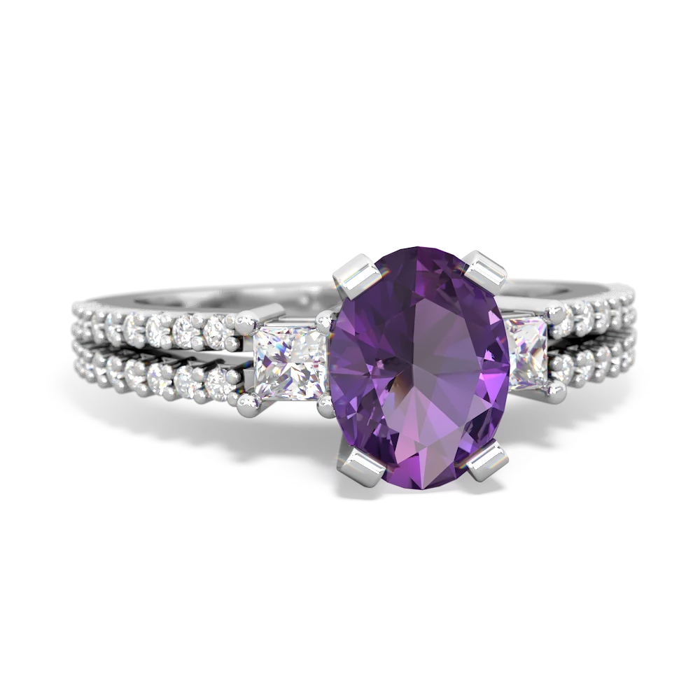 Amethyst Classic 8X6mm Oval Engagement 14K White Gold ring R26438VL