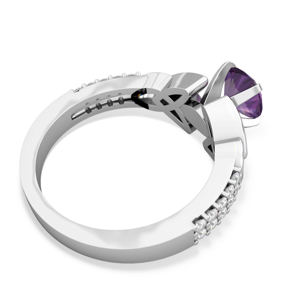 Amethyst Celtic Knot 6Mm Round Engagement 14K White Gold ring R26446RD