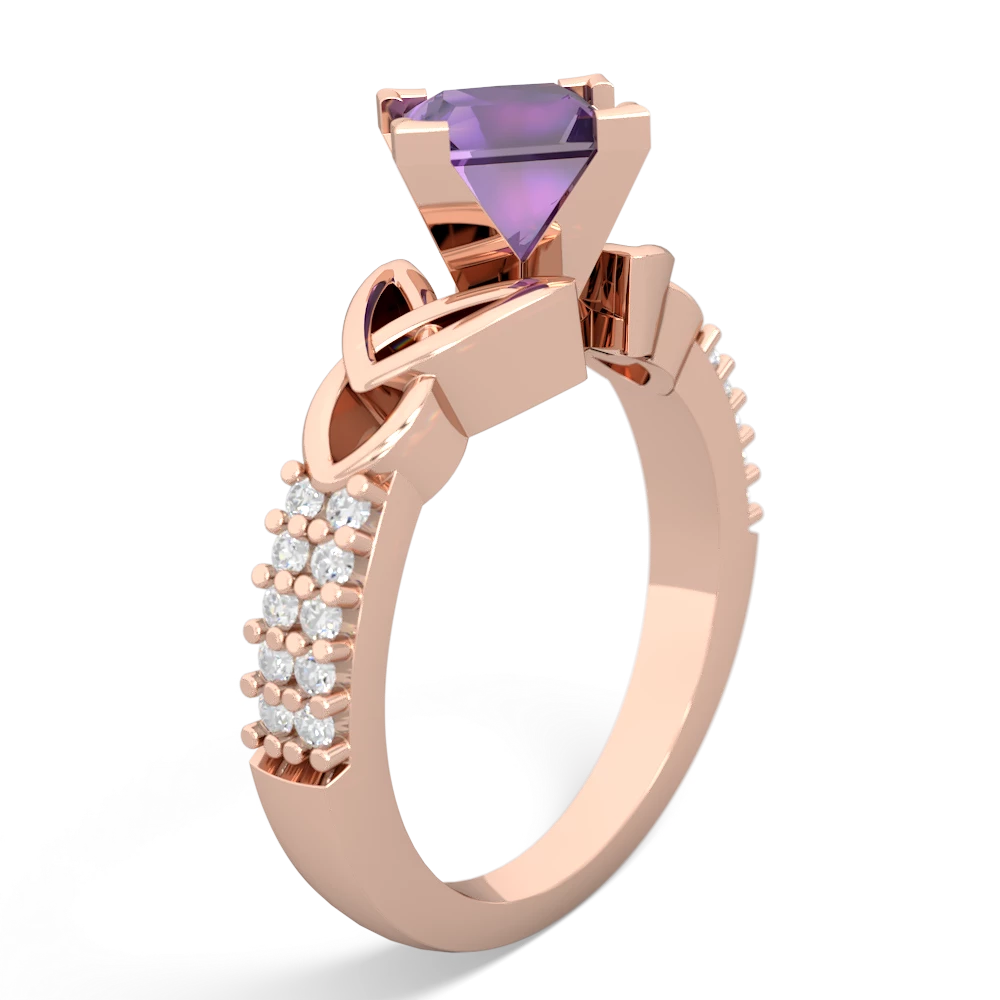 Amethyst Celtic Knot 6Mm Princess Engagement 14K Rose Gold ring R26446SQ