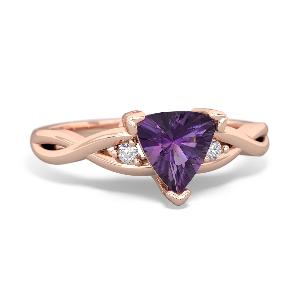 Amethyst Trillion Twist 14K Rose Gold ring R2104