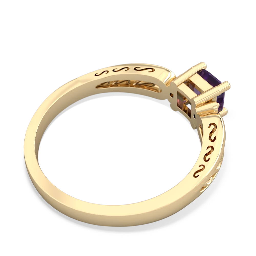 Amethyst Filligree Scroll Square 14K Yellow Gold ring R2430