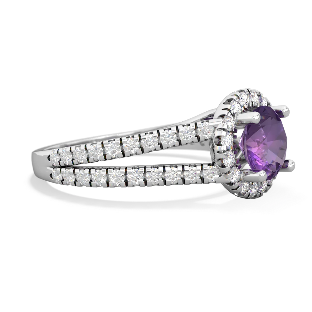 Amethyst Pave Halo 14K White Gold ring R5490