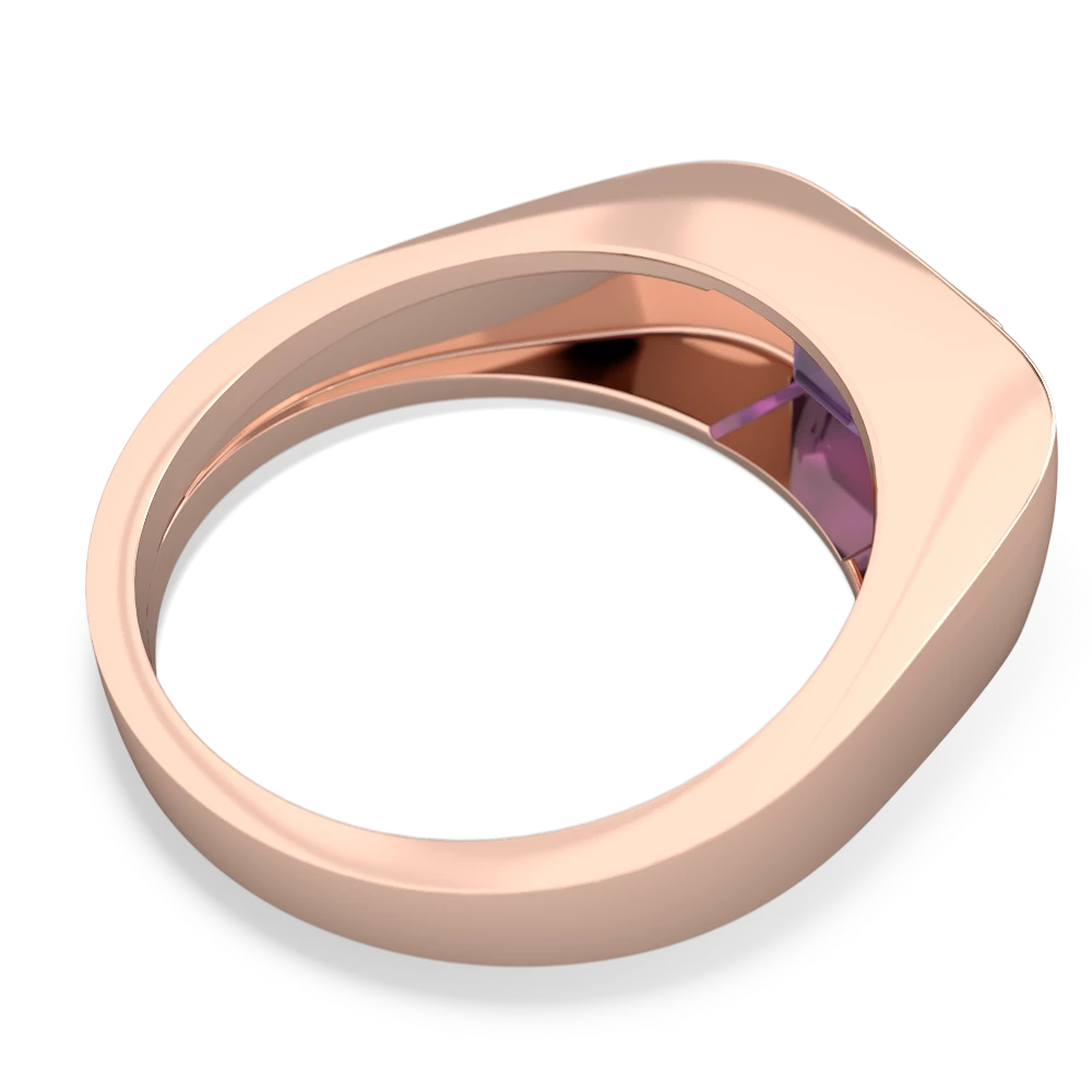 Amethyst Men's Emerald-Cut Bezel 14K Rose Gold ring R0410