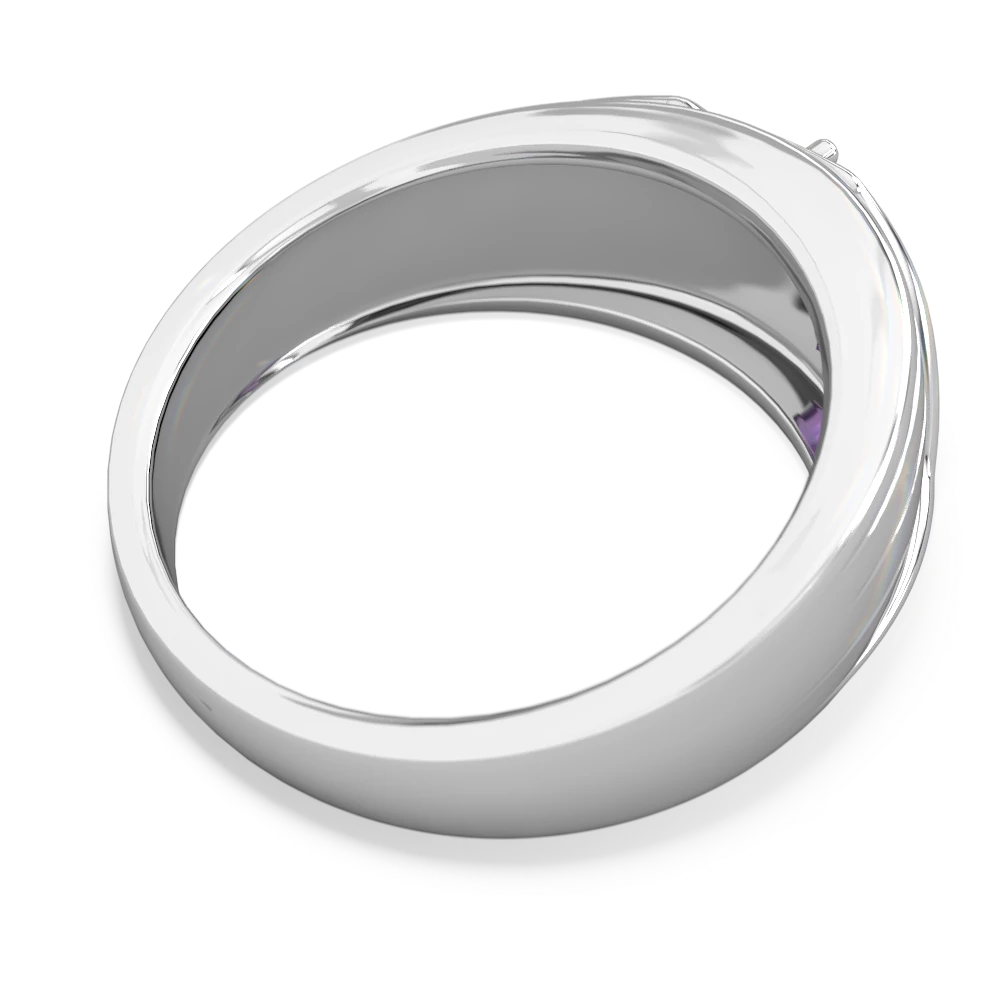 Amethyst Men's Streamline 14K White Gold ring R0460