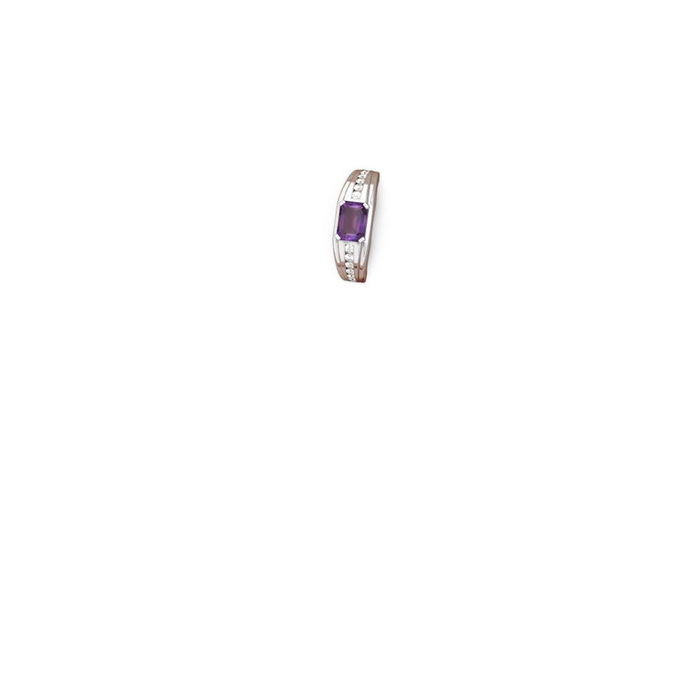 Amethyst Men's Diamond Channel 14K White Gold ring R0500