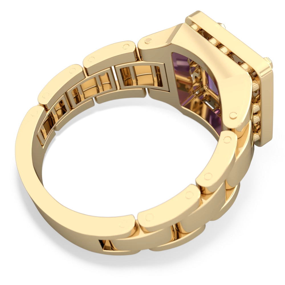 Amethyst Men's Watch 14K Yellow Gold ring R0510