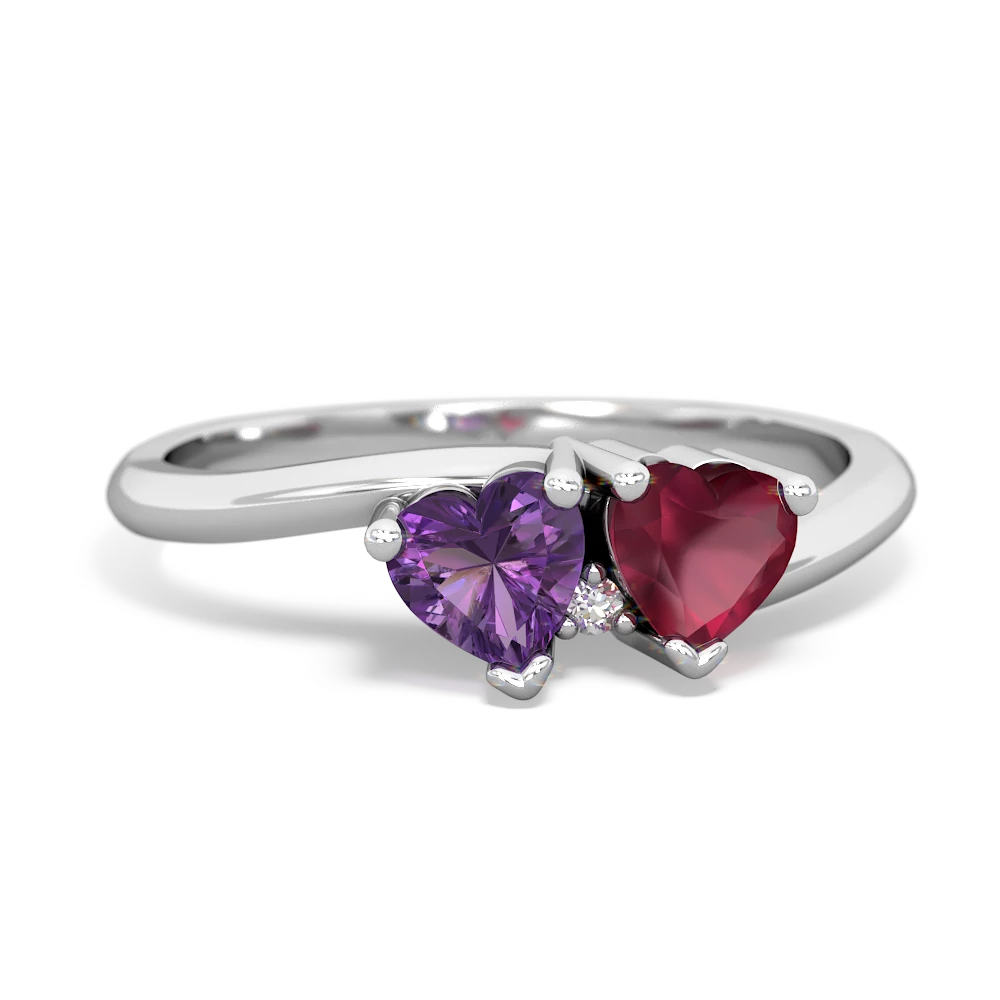Amethyst Sweethearts 14K White Gold ring R5260