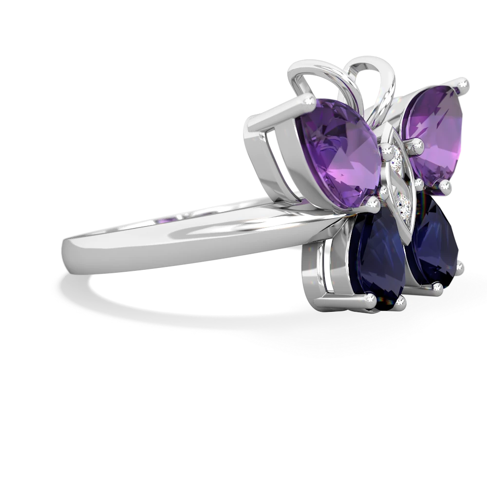 Amethyst Butterfly 14K White Gold ring R2215