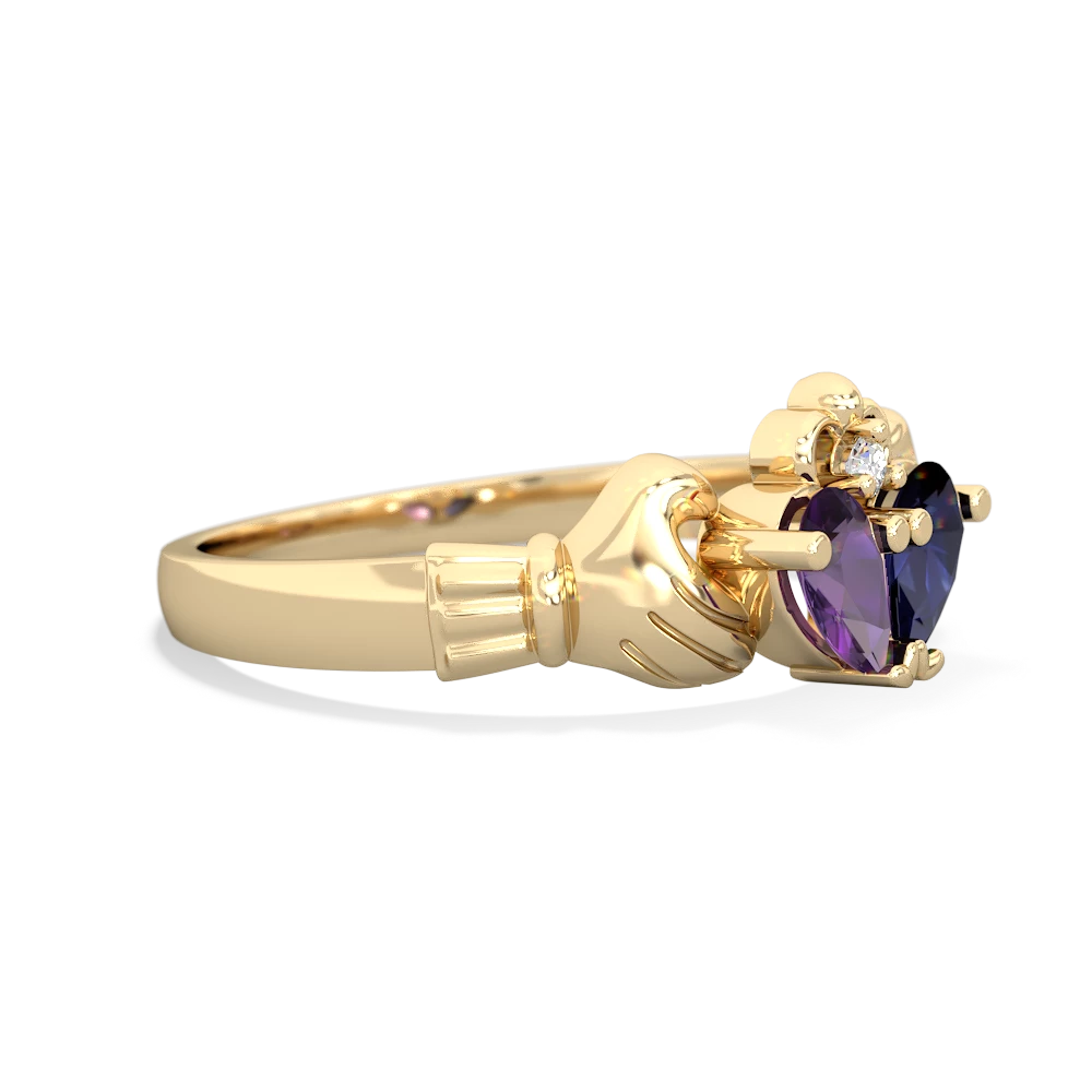 Amethyst 'Our Heart' Claddagh 14K Yellow Gold ring R2388
