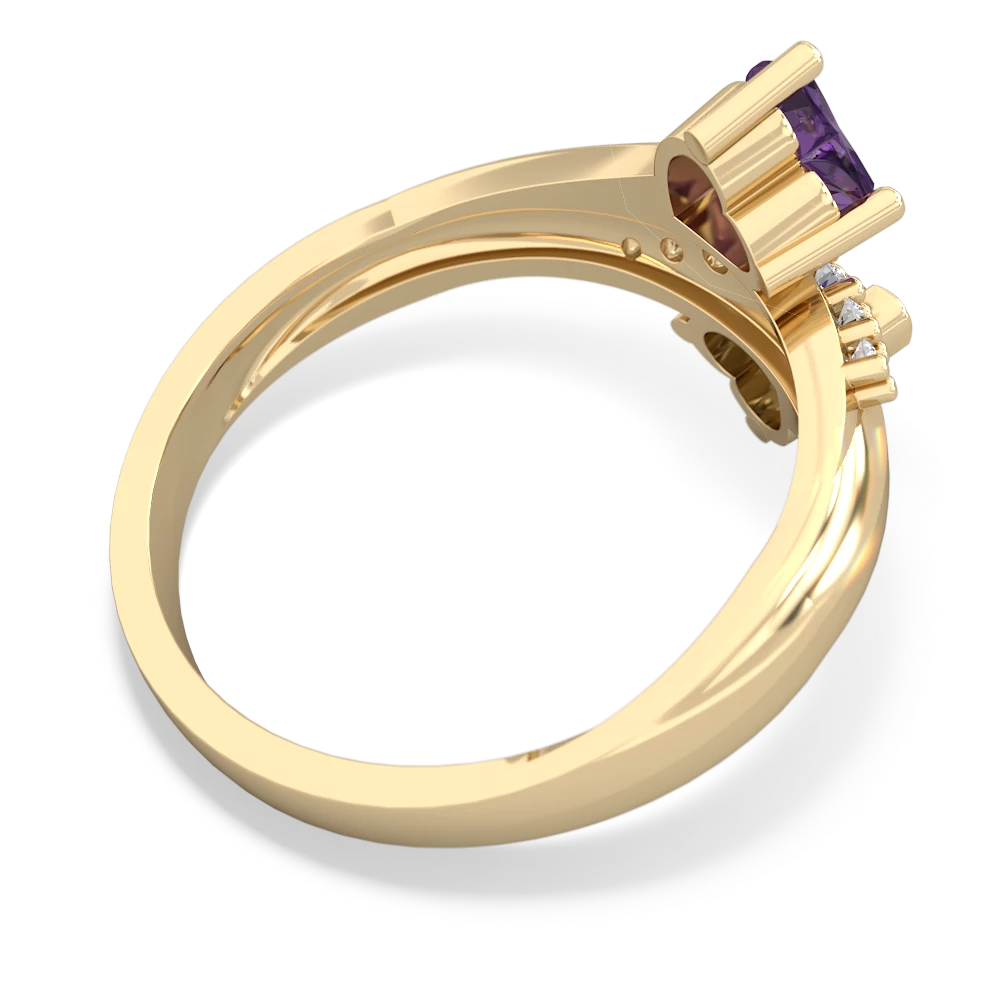 Amethyst Heart To Heart 14K Yellow Gold ring R2064