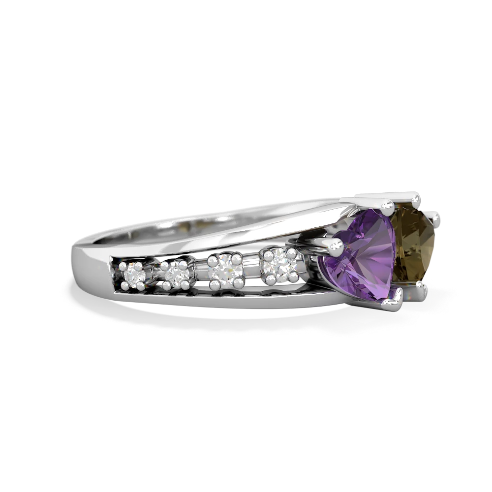 Amethyst Heart To Heart 14K White Gold ring R3342