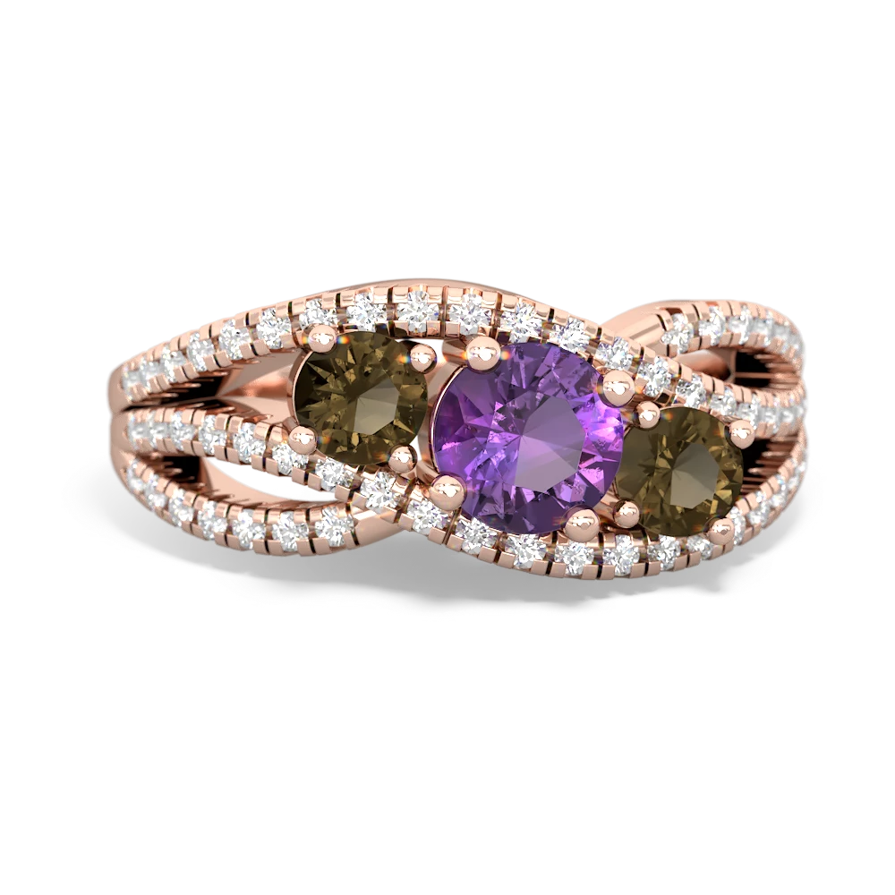 Amethyst Three Stone Aurora 14K Rose Gold ring R3080