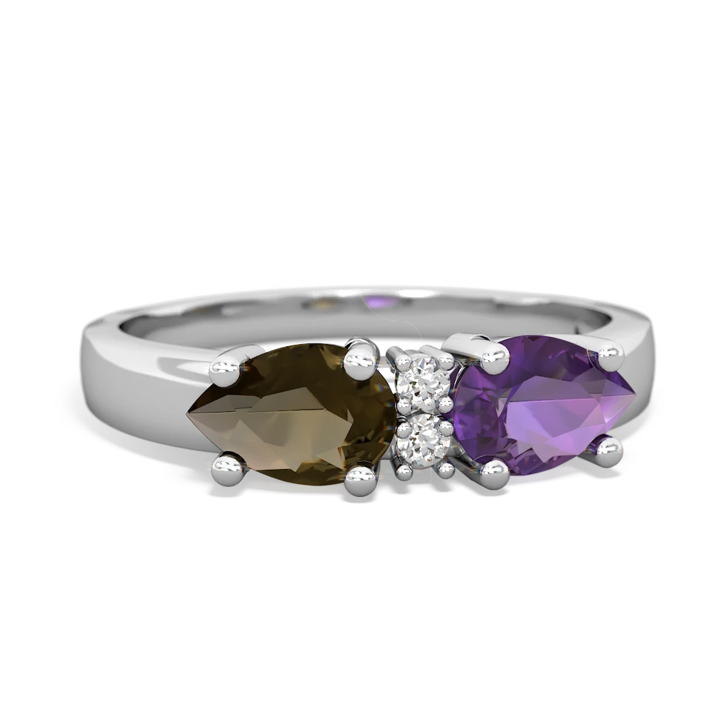 Amethyst Pear Bowtie 14K White Gold ring R0865