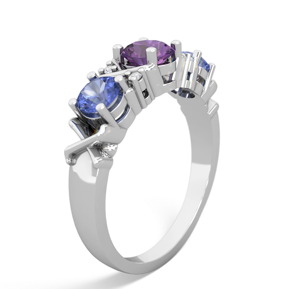 Amethyst Hugs And Kisses 14K White Gold ring R5016