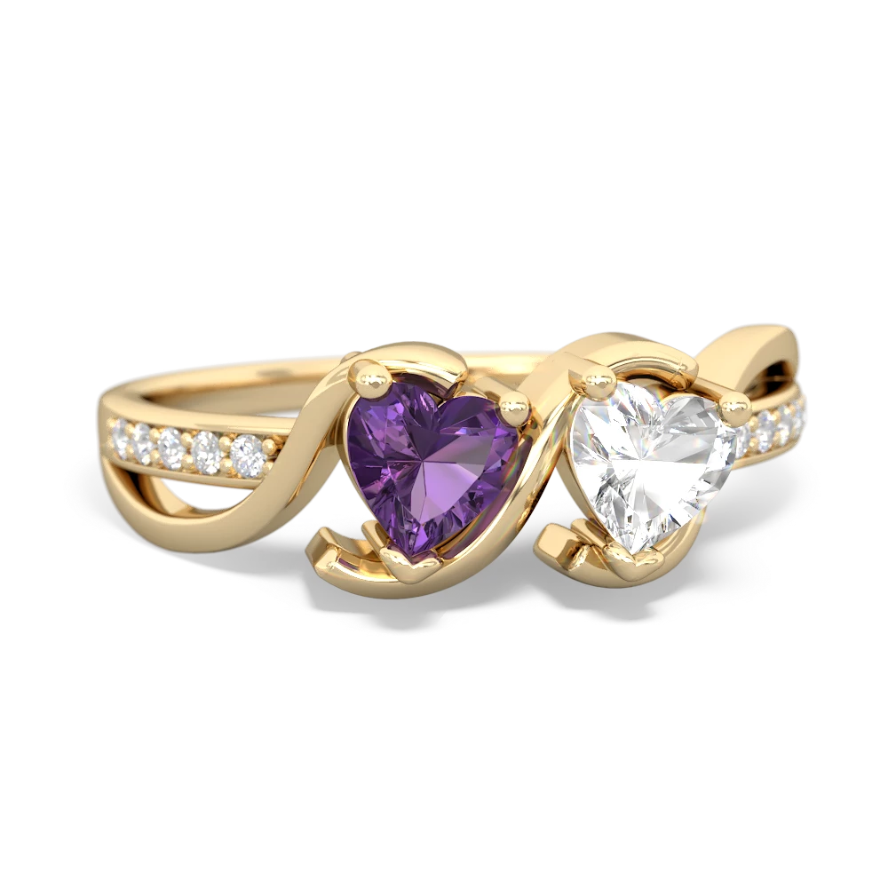 Amethyst Side By Side 14K Yellow Gold ring R3090