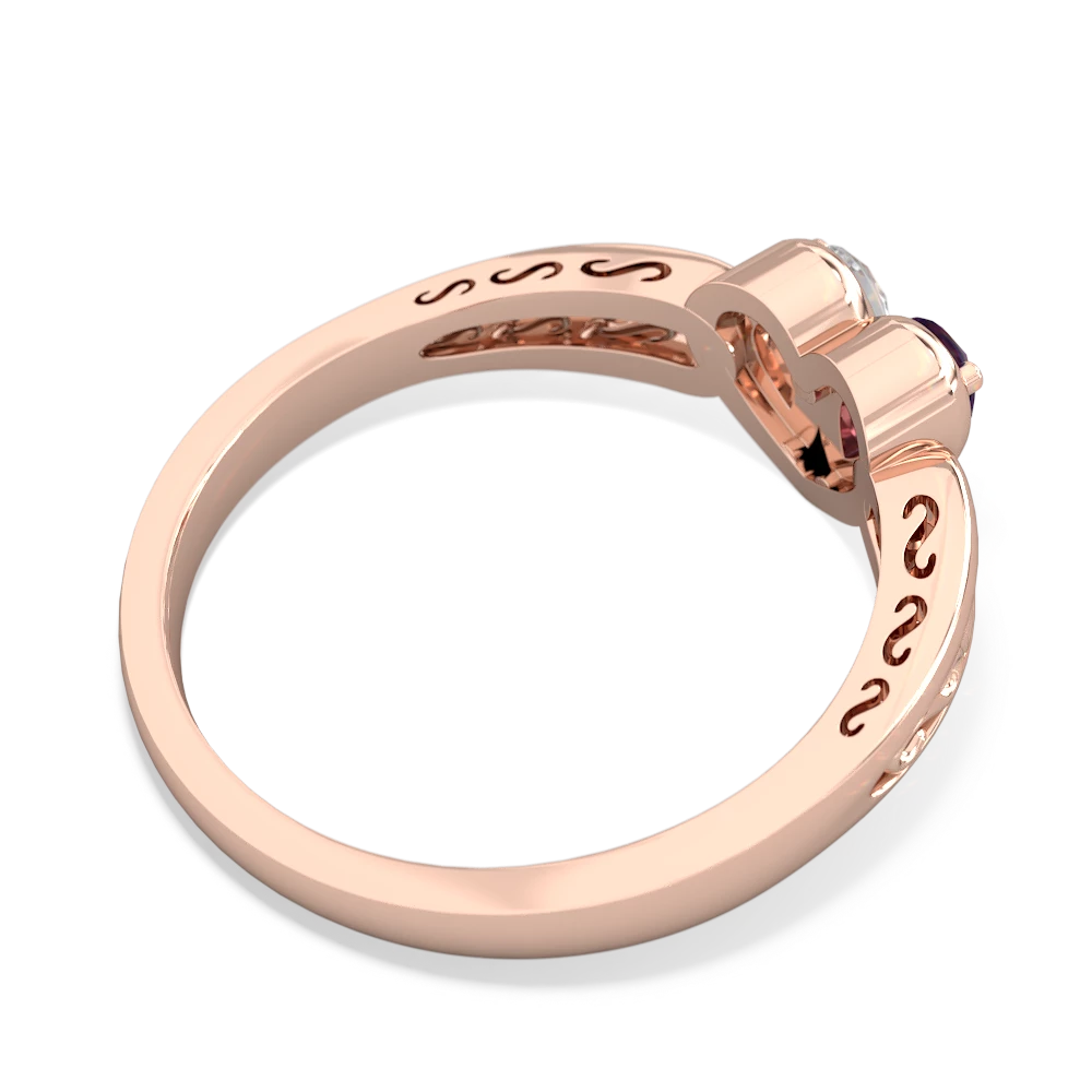 Amethyst Filligree 'One Heart' 14K Rose Gold ring R5070