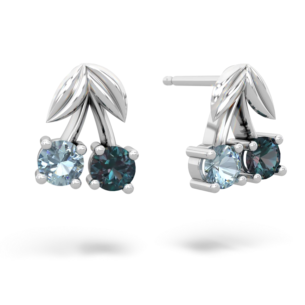 Aquamarine Sweet Cherries 14K White Gold earrings E7001