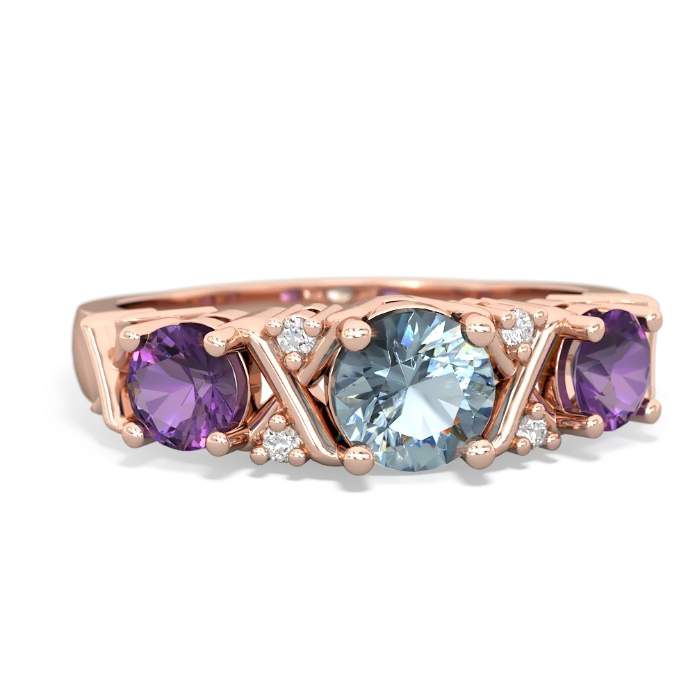 Aquamarine Hugs And Kisses 14K Rose Gold ring R5016