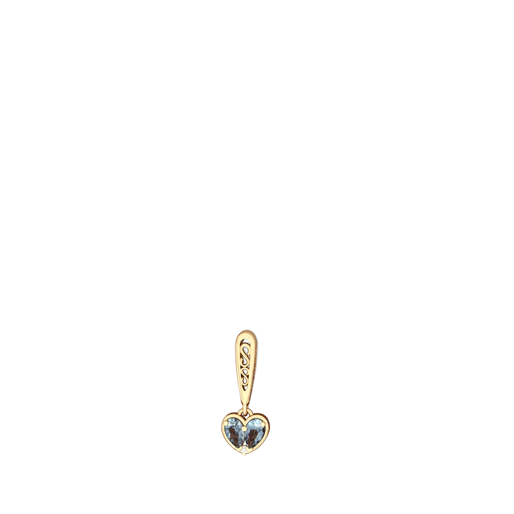 Aquamarine Filligree Heart 14K Yellow Gold earrings E5070