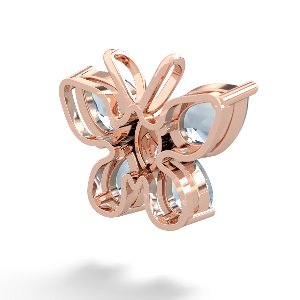 Aquamarine Butterfly 14K Rose Gold pendant P2215