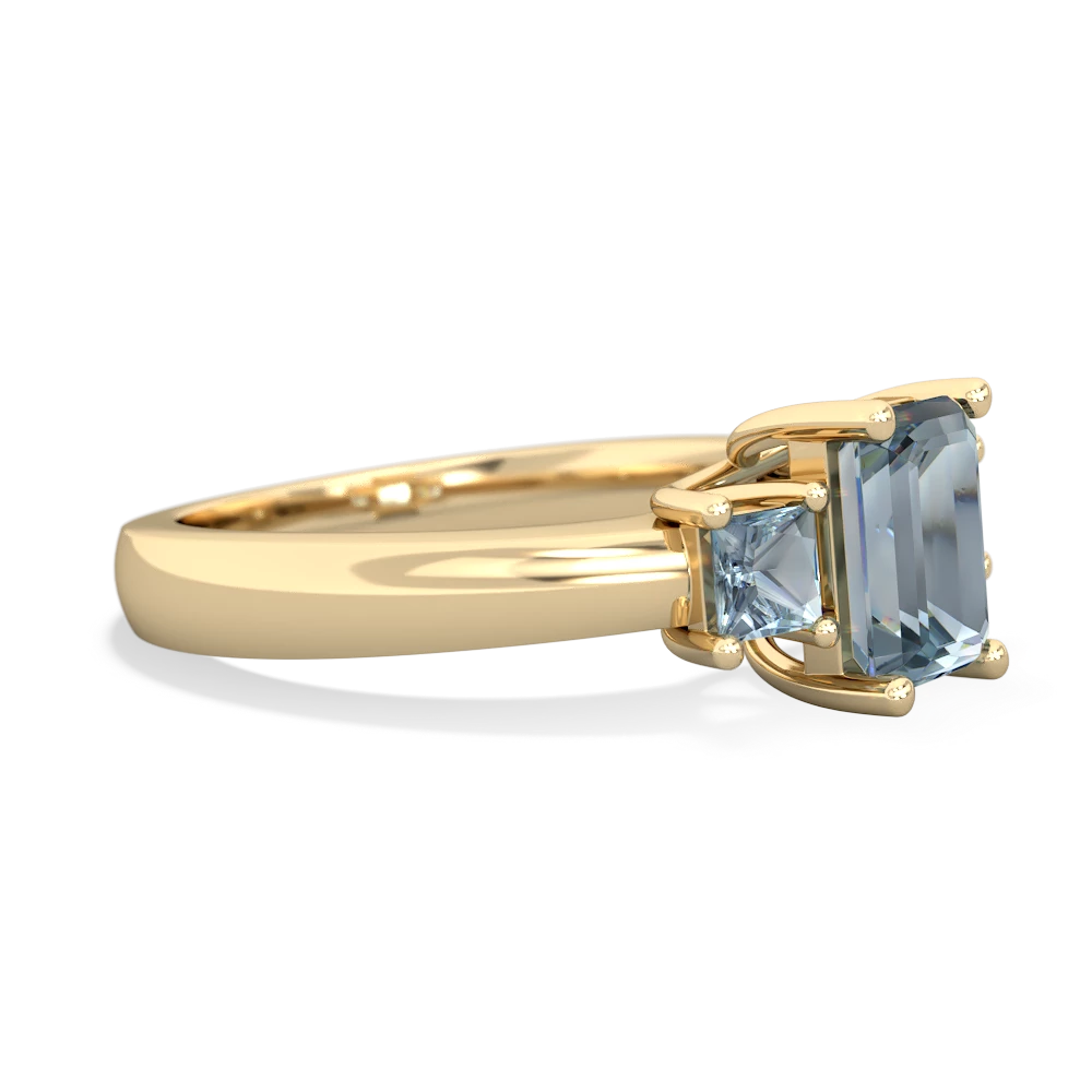 Fire Opal Three Stone Emerald-Cut Trellis 14K Yellow Gold ring R4021
