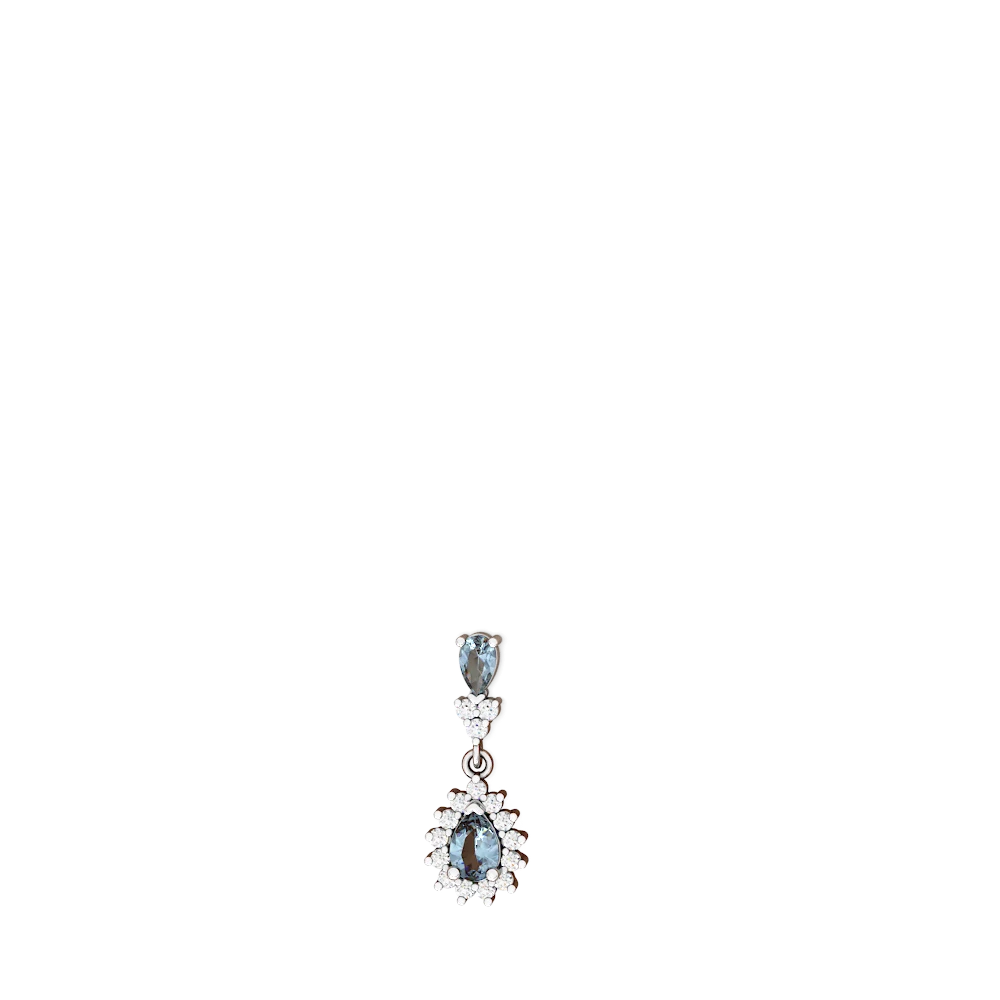 Aquamarine Halo Pear Dangle 14K White Gold earrings E1882