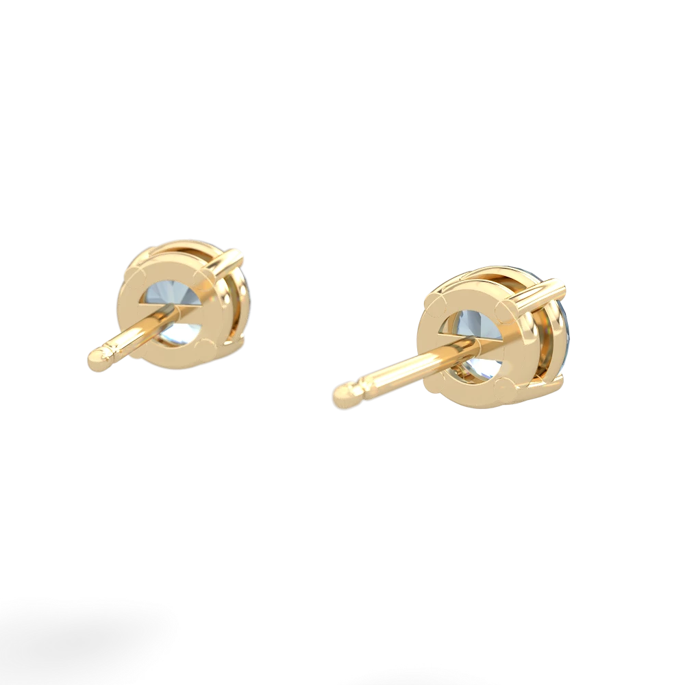 Aquamarine 5Mm Round Stud 14K Yellow Gold earrings E1785