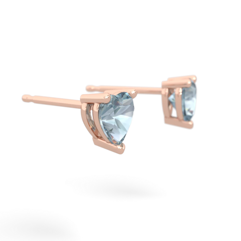 Aquamarine 5Mm Heart Stud 14K Rose Gold earrings E1861