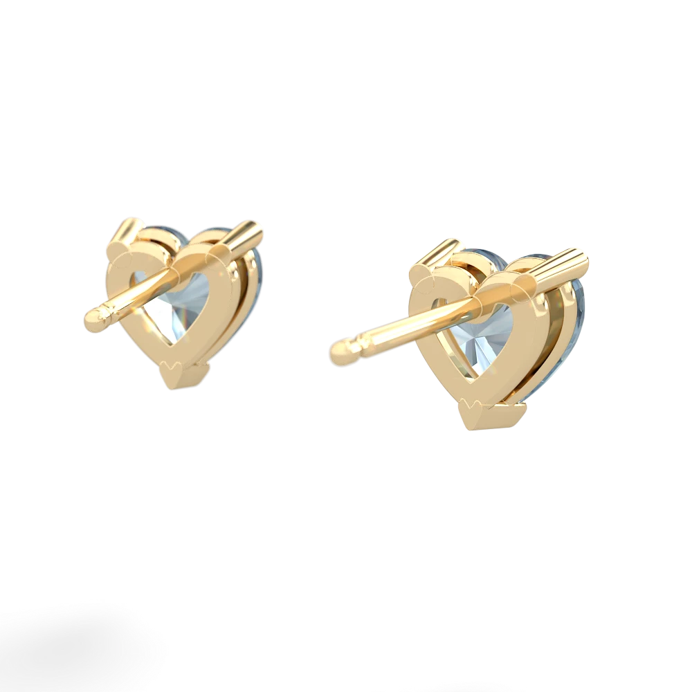 Aquamarine 6Mm Heart Stud 14K Yellow Gold earrings E1862