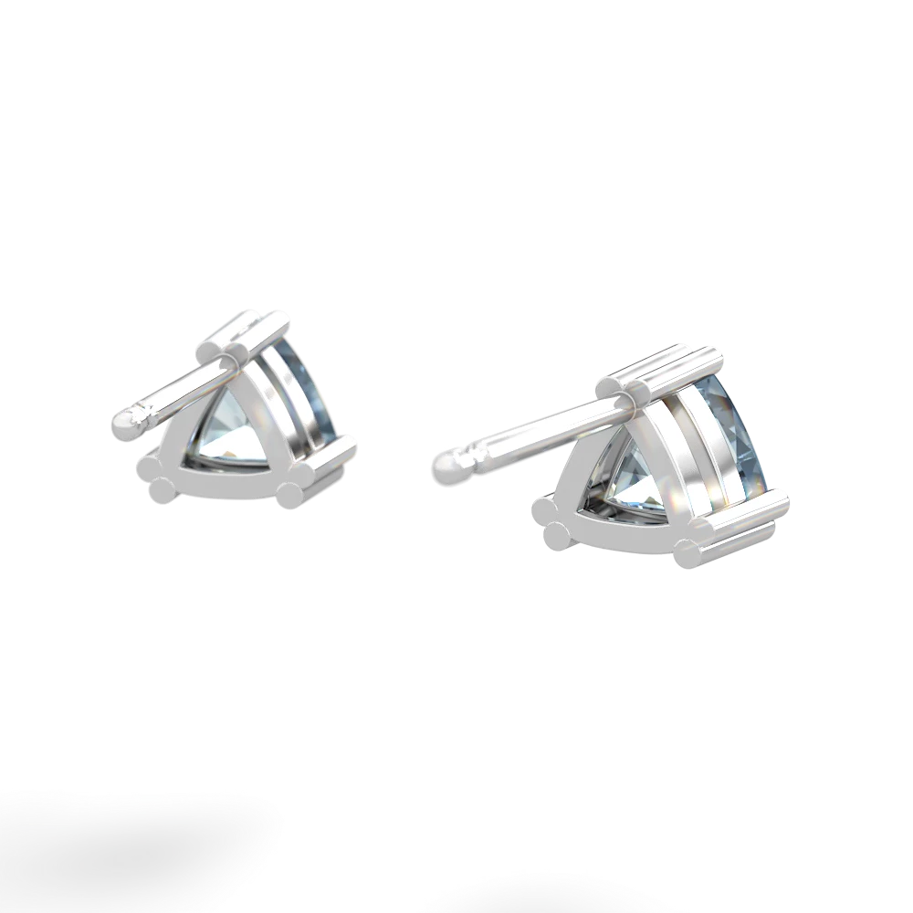 Aquamarine 5Mm Trillion Stud 14K White Gold earrings E1858